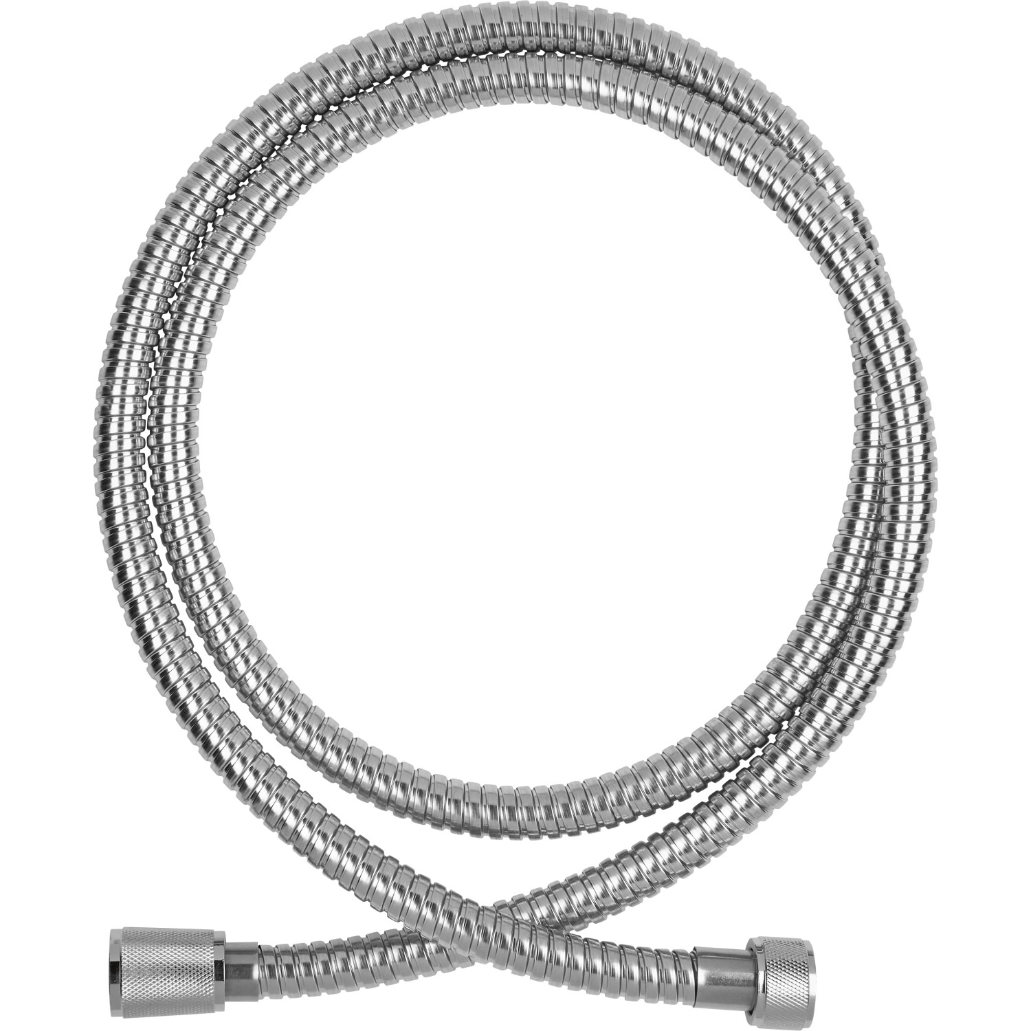 Flexibler Brauseschlauch aus verchromtem Edelstahl für baliv Überkopfbrause-Set.