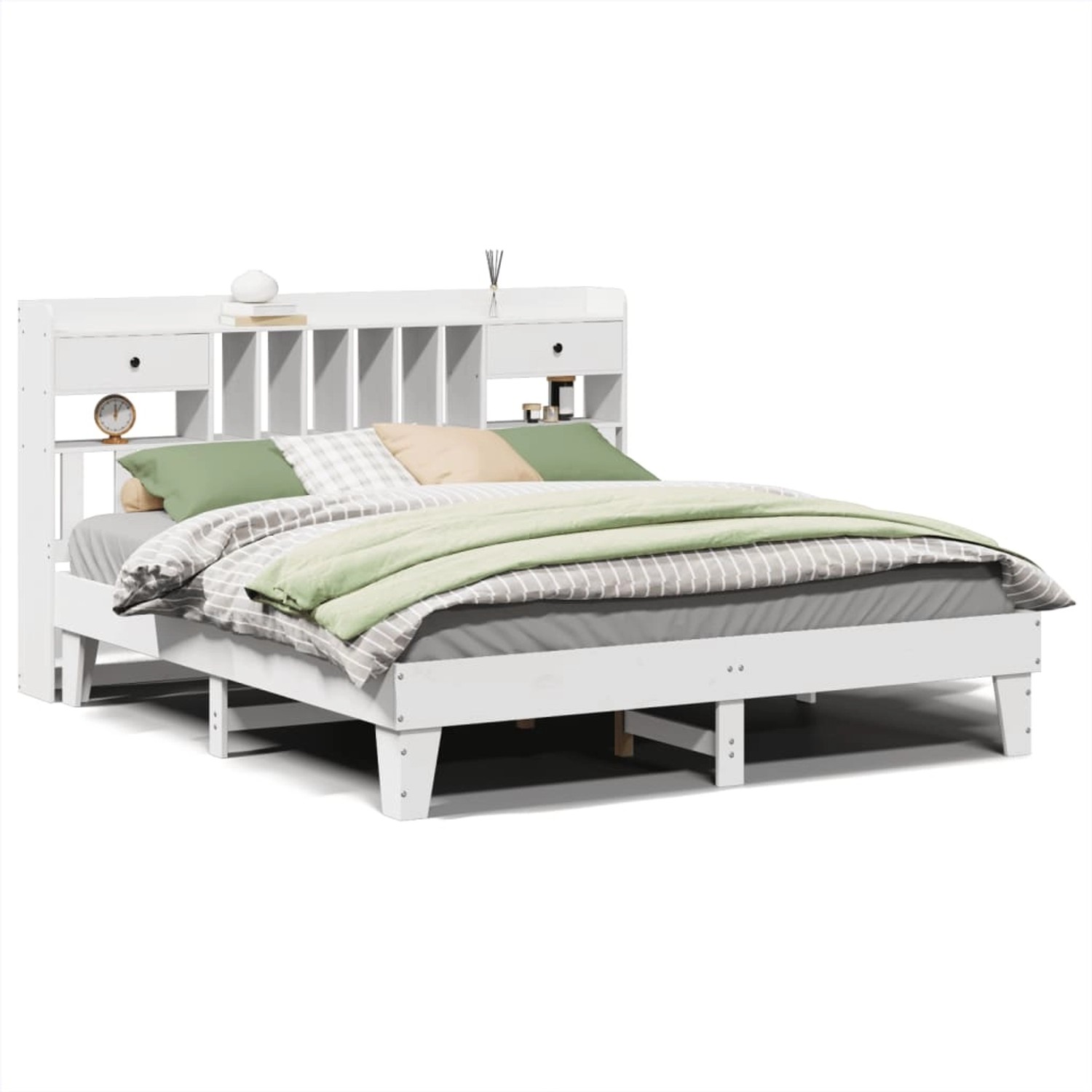 vidaXL Massivholzbett ohne Matratze Weiß 180x200 cm Kiefernholz 3308835 günstig online kaufen