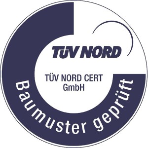 TÜV Nord Baumuster geprüft Siegel für SecuVision Scheibenwischer.