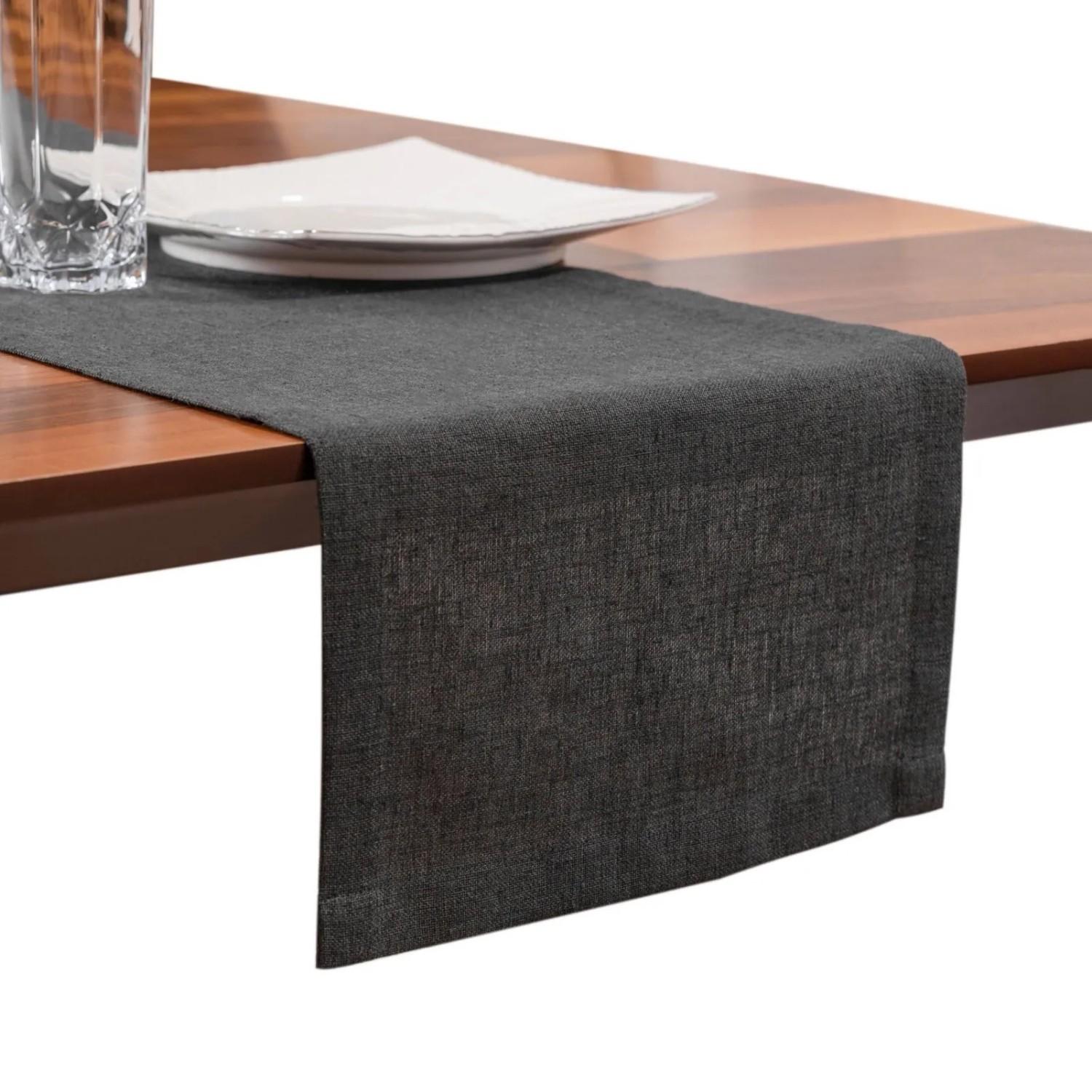PXloue Tischdecke Leinen 40x160 cm Dunkelgrau