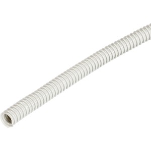 Helles, flexibles Isolierrohr EN 20, Länge 25 m, für die Aufputzmontage.