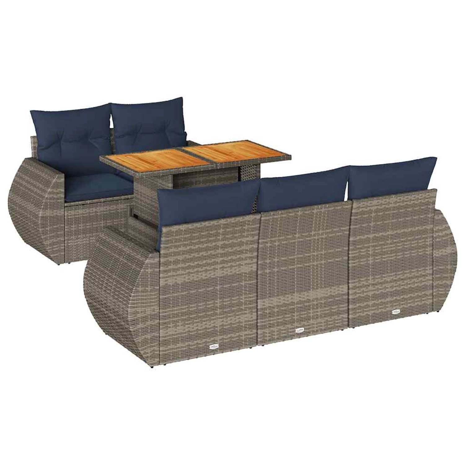 vidaXL 6-Tlg Garten-Sofagarnitur mit Kissen Grau Poly Rattan 3327218 günstig online kaufen