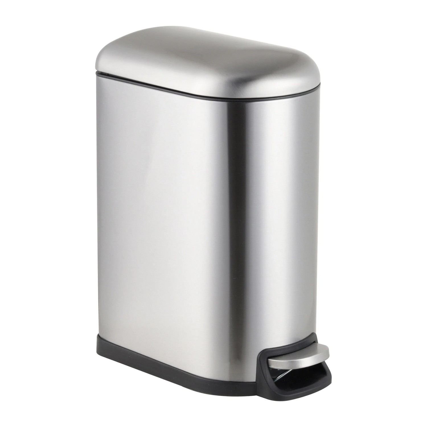 Relaxdays Tretmülleimer Edelstahl Silber Absenkautomatik 10 Liter 31,5 cm x 18,5 cm x 39 cm 2,2 kg