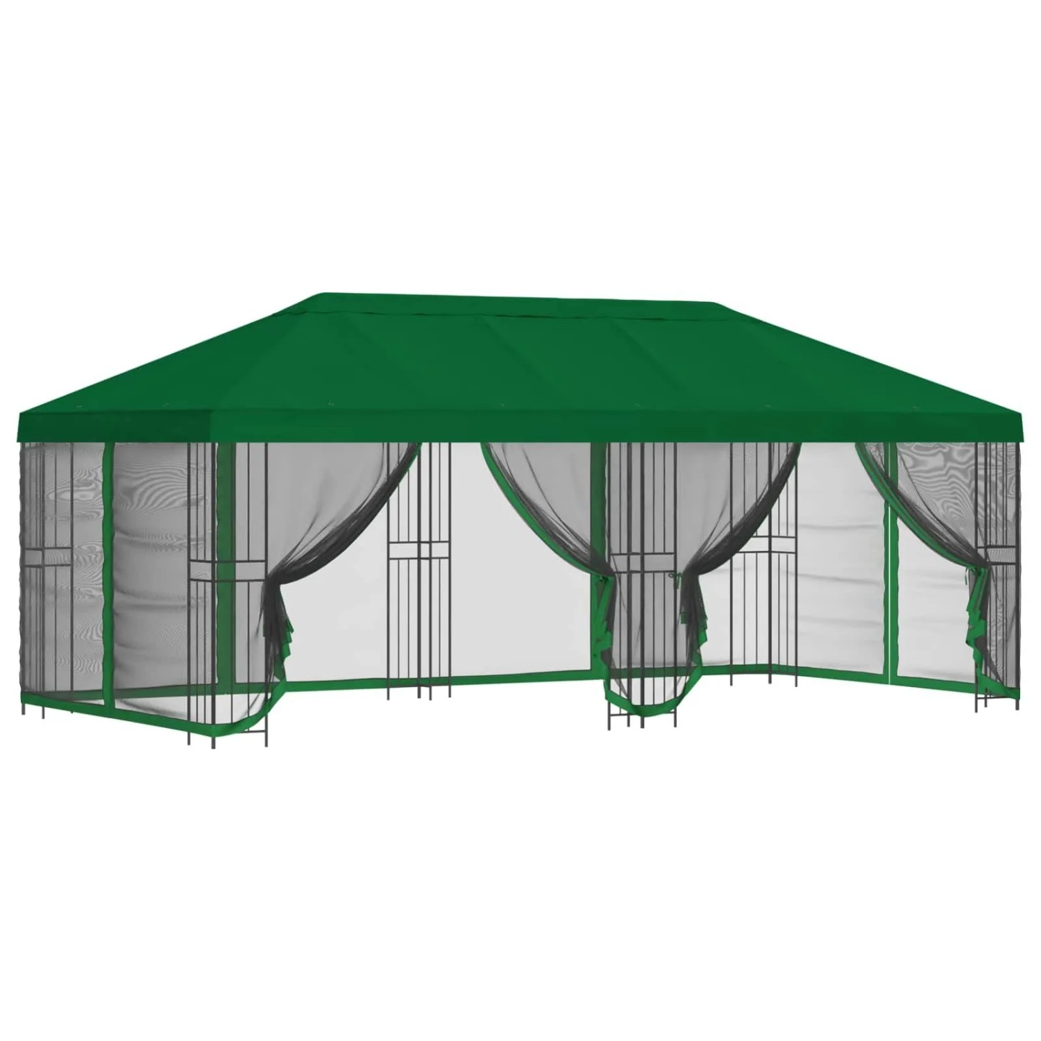 vidaXL Pavillon mit Seitenwänden 6 x 3 m Grün Polyester und Stahl 190 3375998