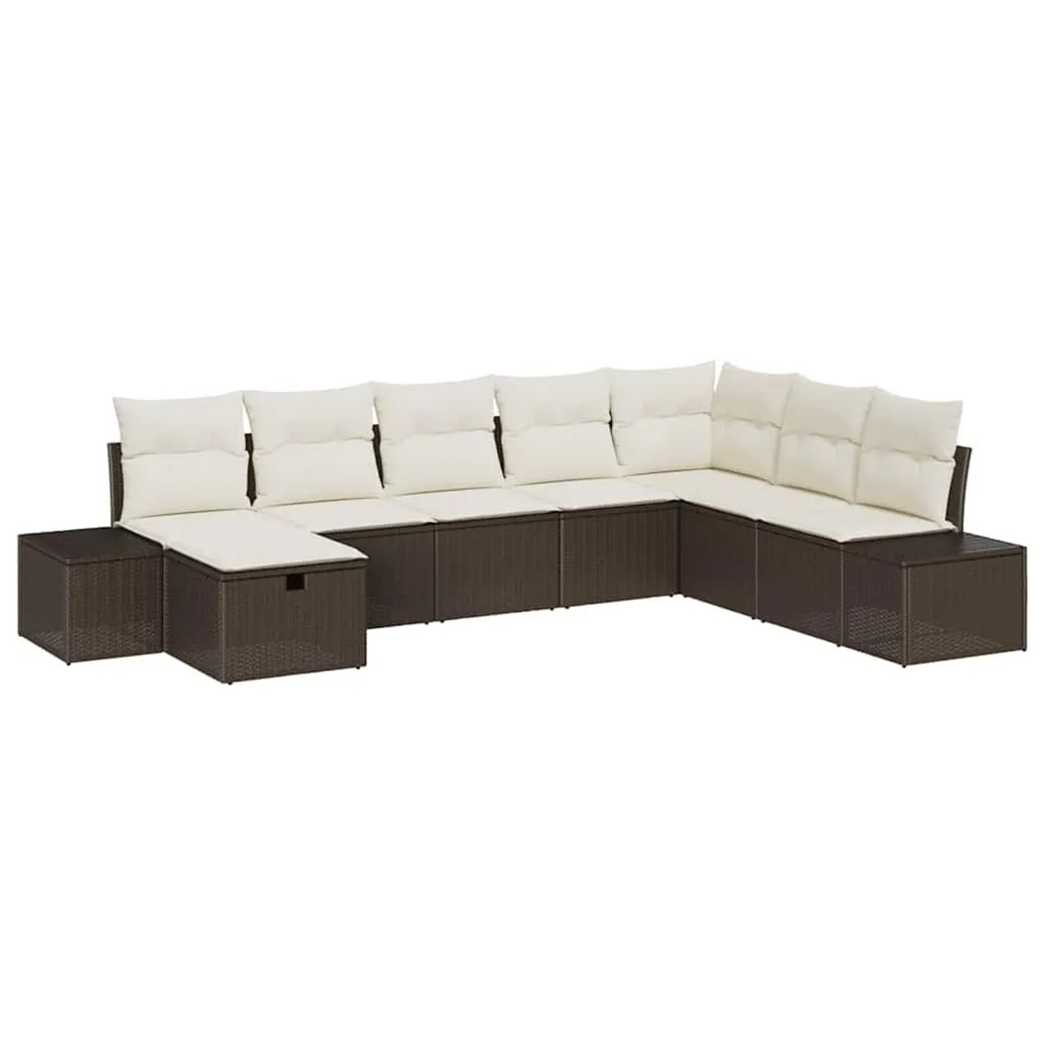 vidaXL Garten-Sofa-Set mit Kissen 8-Tlg Braun Poly Rattan 3360759