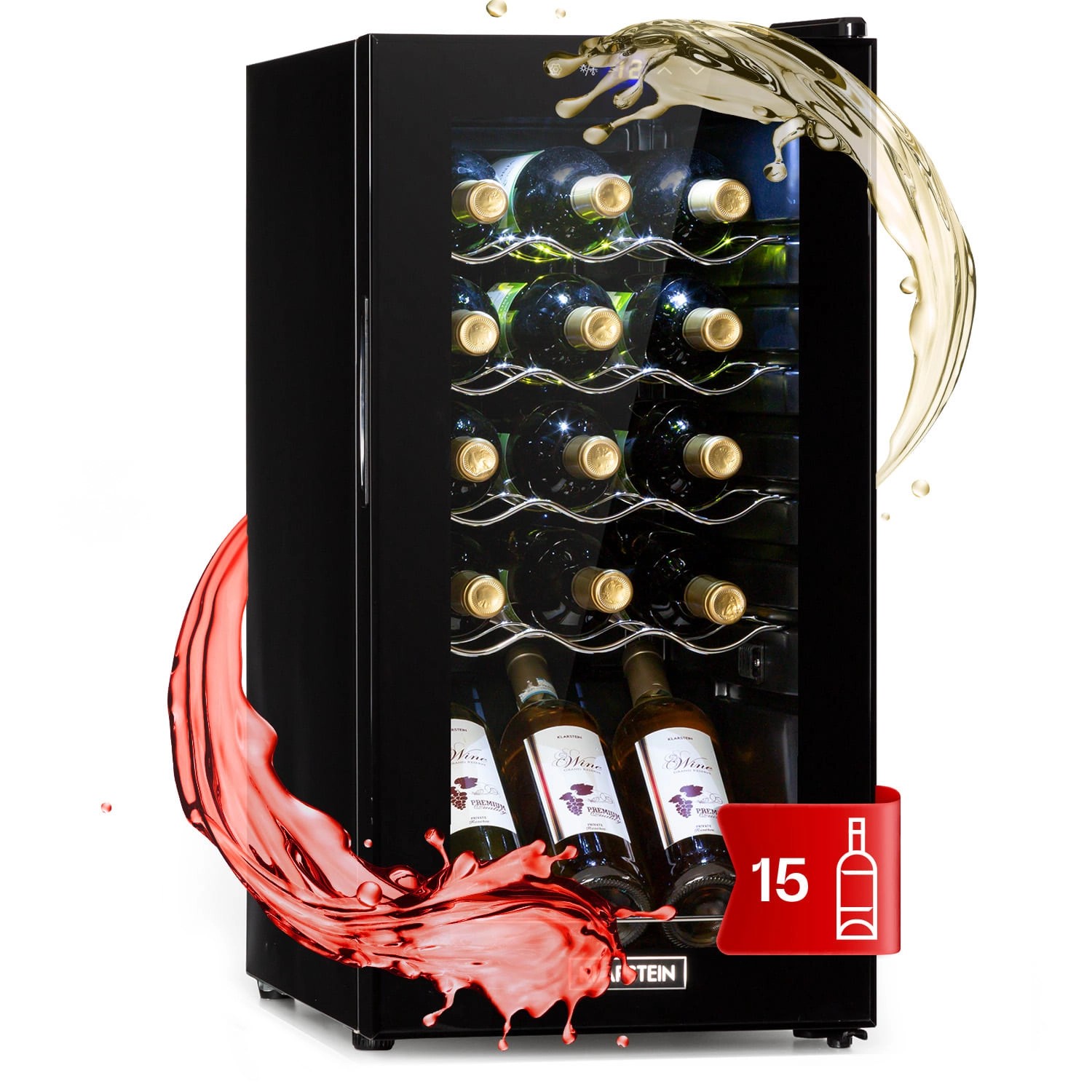 Klarstein Shiraz 15 Slim Uno Weinkühlschrank 44 L Touch-Bedienfeld 5-18°C günstig online kaufen