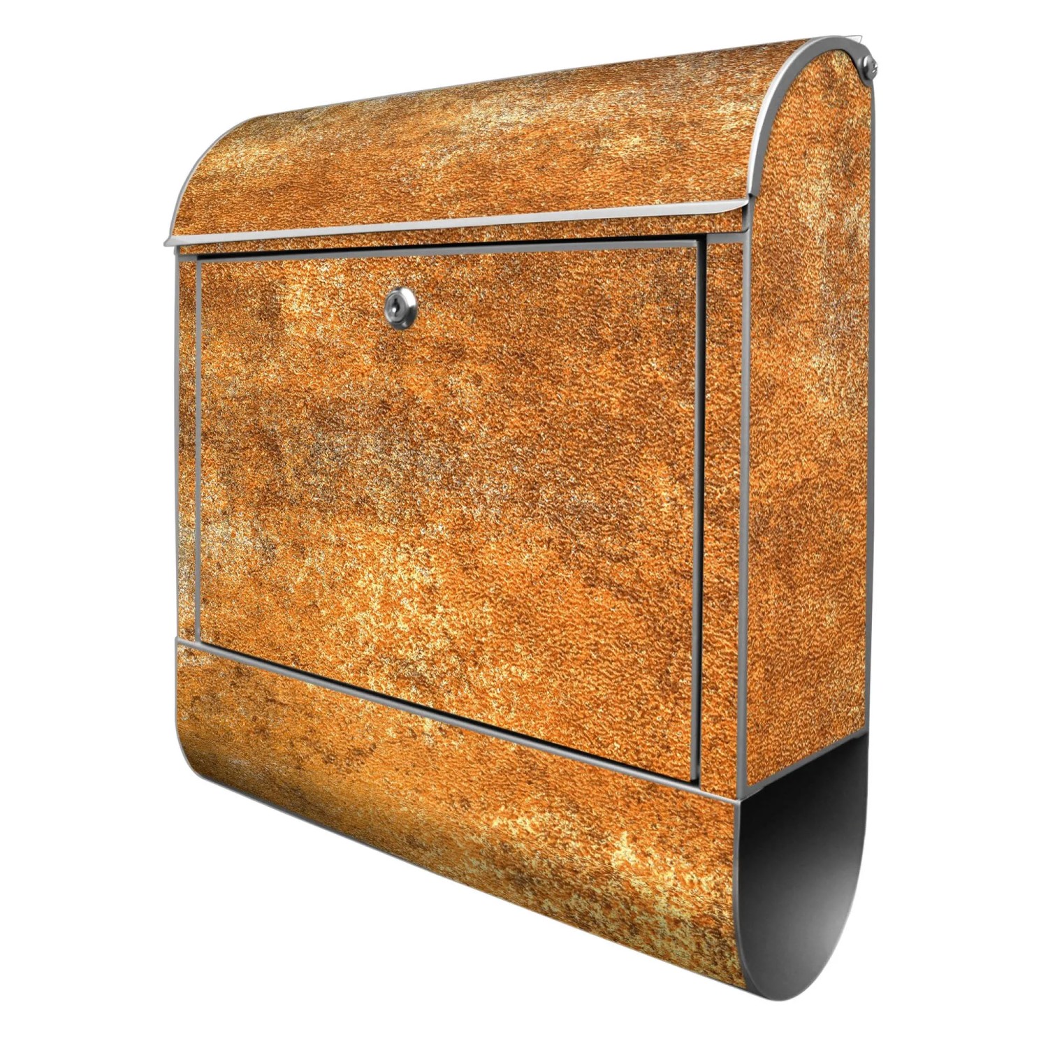 Banjado Design Briefkasten Silber Pulverbeschichtet 39x47x14cm 2 Schlüssel Mit Zeitungsfach Motiv Rostige Oberfläche