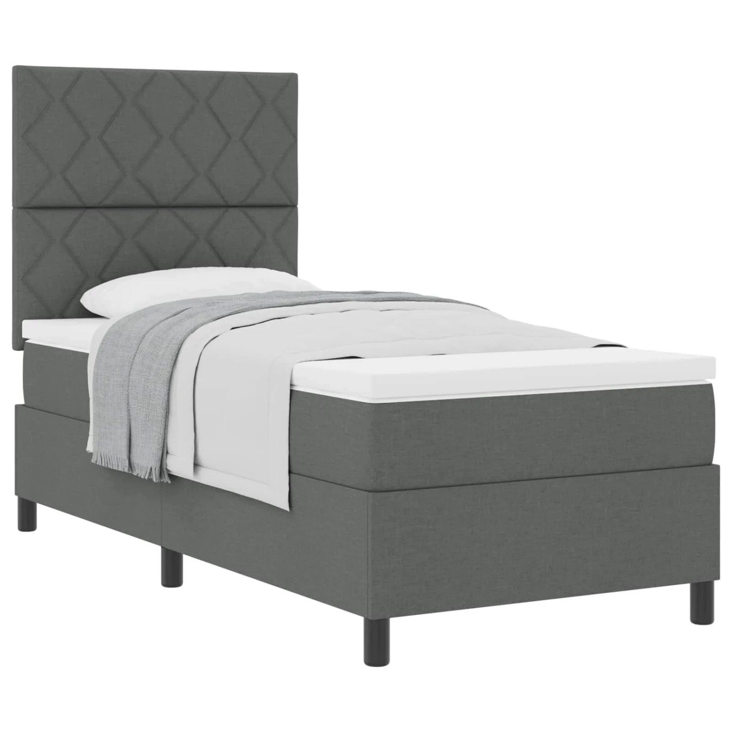 vidaXL Boxspringbett mit Matratze Dunkelgrau 100 x 200 cm Stoff 3339442