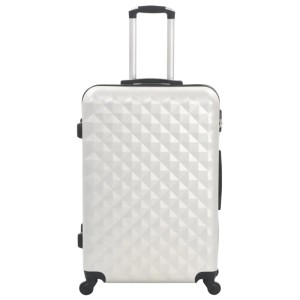 vidaXL Hartschalen-Trolley in hellem Silber mit Rautenmuster, ausziehbarem Griff und 4 Rollen. Robustes ABS-Gepäck.