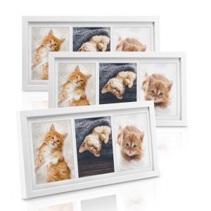 Bomoe Galeria Bilderrahmen, MDF, weiß, 3-teilig für je 3 Fotos 10x15cm, Dekoartikel.