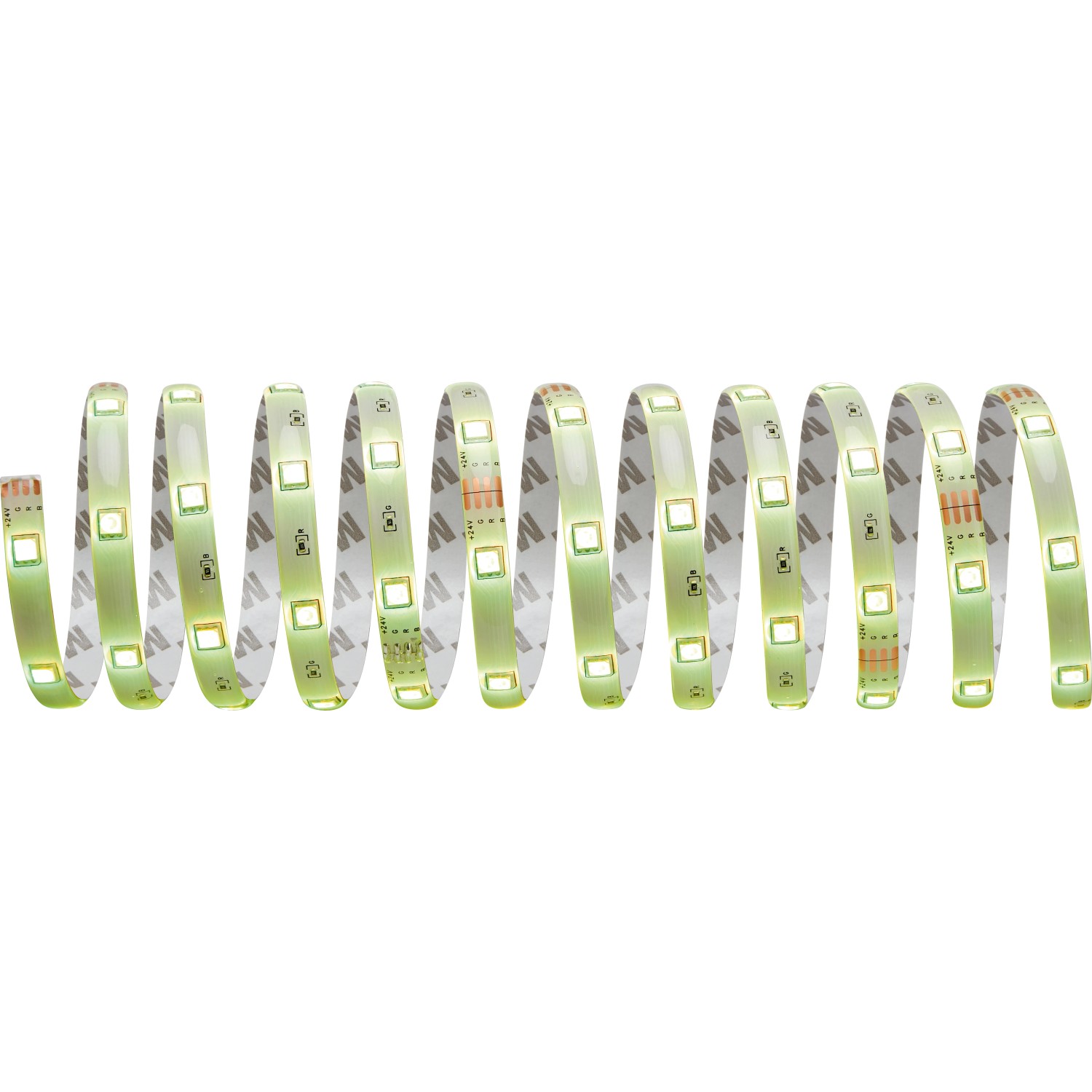 Aufgerolltes LED-Flexband RGB, 10 m, mit Fernbedienung. LED-Streifen für farbige Lichtakzente.