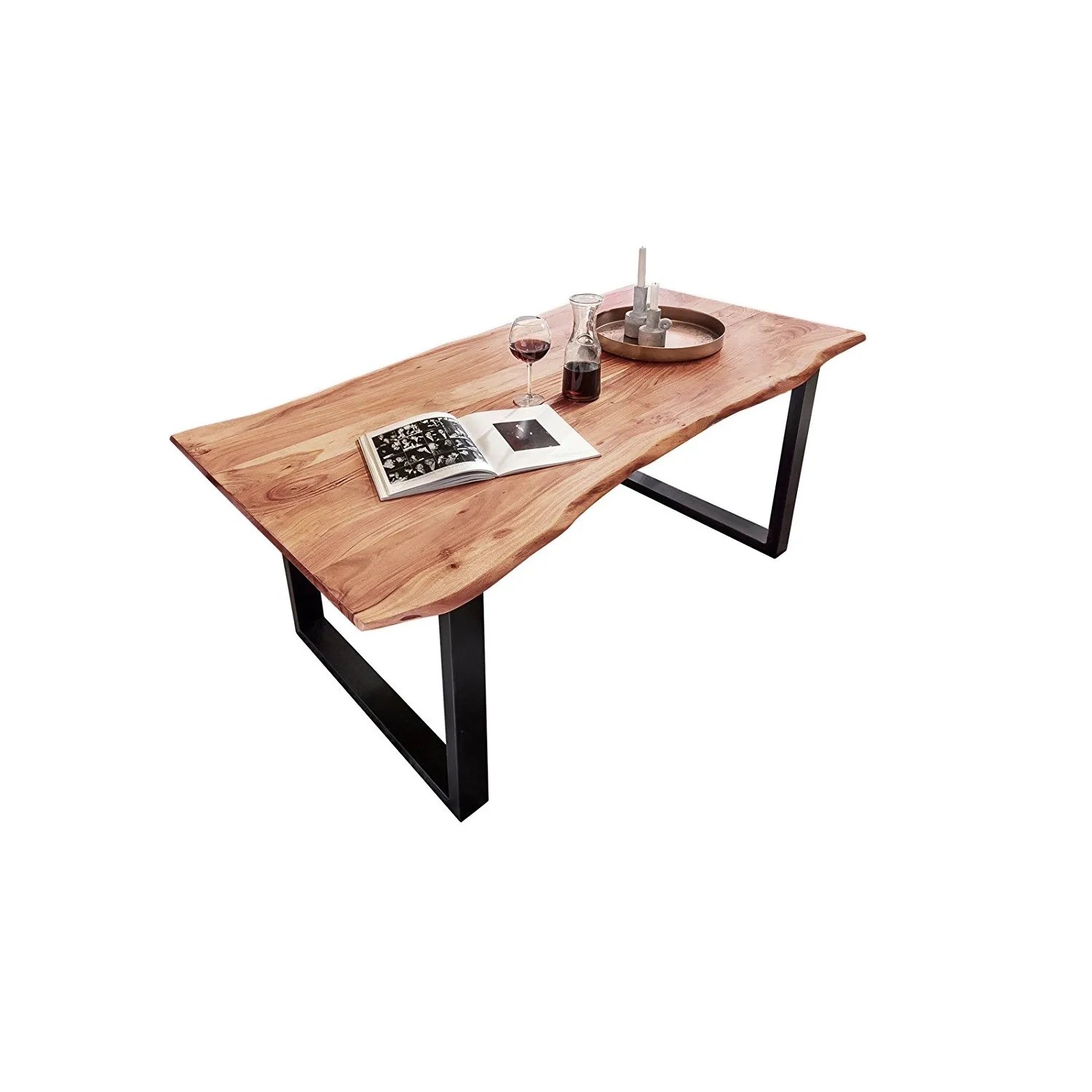 SAM Esstisch Baumkante QUINN Akazie Massivholz Natur 180 x 90 cm Schwarz kaufen bei OBI