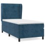 Dunkelblaues vidaXL Boxspringbett (80x200 cm) mit Matratze und Samtbezug.