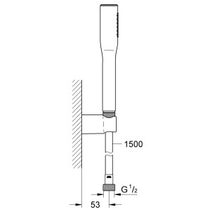 Technische Zeichnung: Grohe Wandhalter-Set Euphoria Cosmopolitan Stick mit Maßen.
