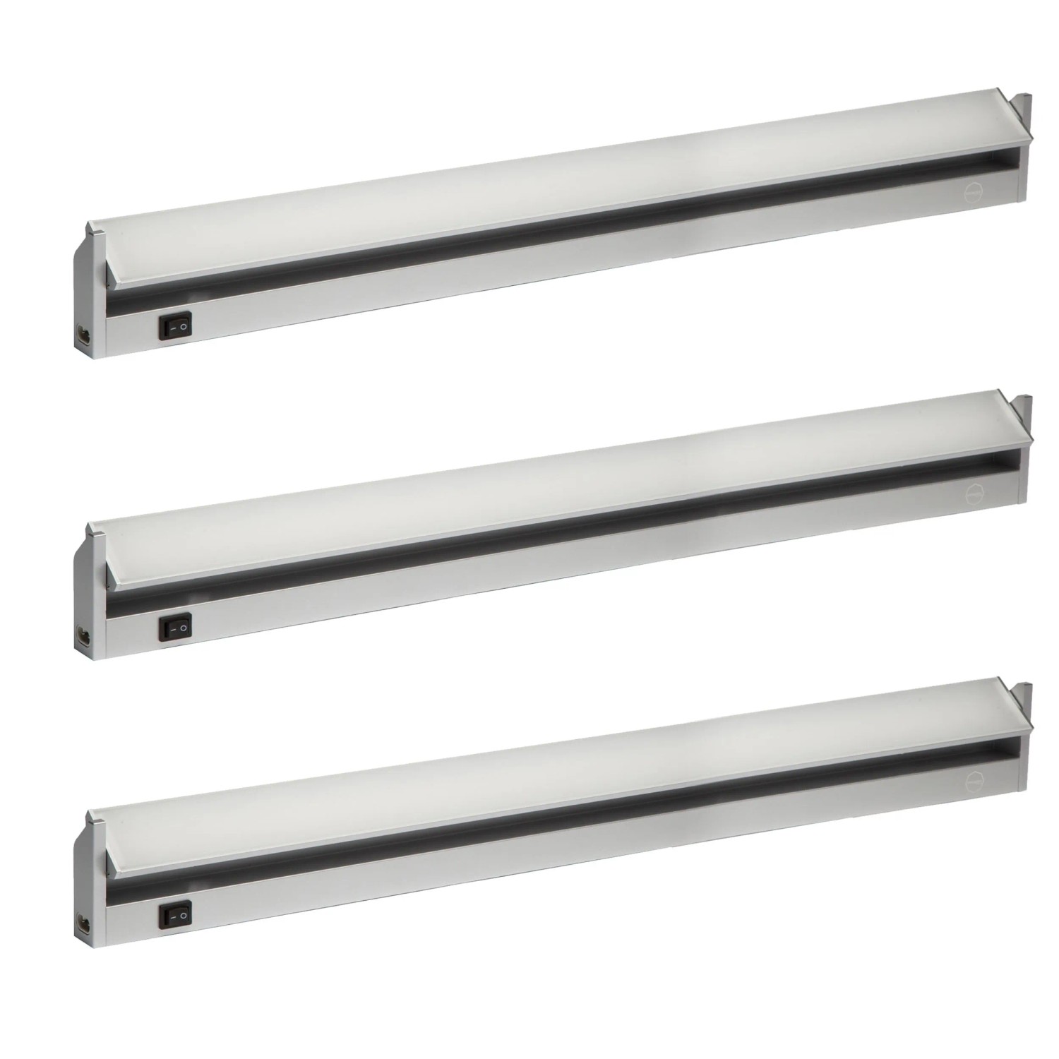 Oktaplex Rota 3er Set LED-Unterbauleuchte Küche Neutralweiß 4000K 91 cm 14,1W Aluminium mit Schalter und Stecker Silber