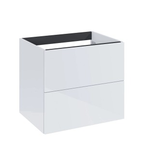 Weißer, hochglänzender Roca Waschbeckenunterschrank Elegant mit zwei Schubladen, 60 cm breit.