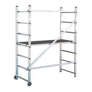 Krause Kleingerüst Corda 3 m mit Rollen, fahrbares Alugerüst für Innen- und Außenarbeiten.