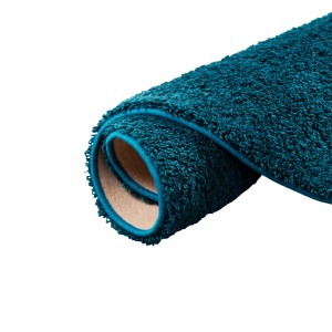 Gerollter, petrolfarbener, runder Snapstyle Hochflor Shaggy Teppich Palace, 100x100 cm.