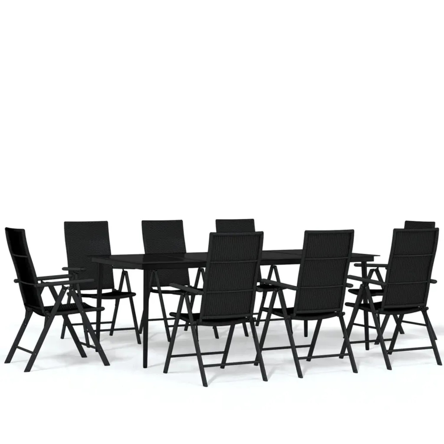 vidaXL 9-Tlg Garten-Essgruppe Schwarz 3099112