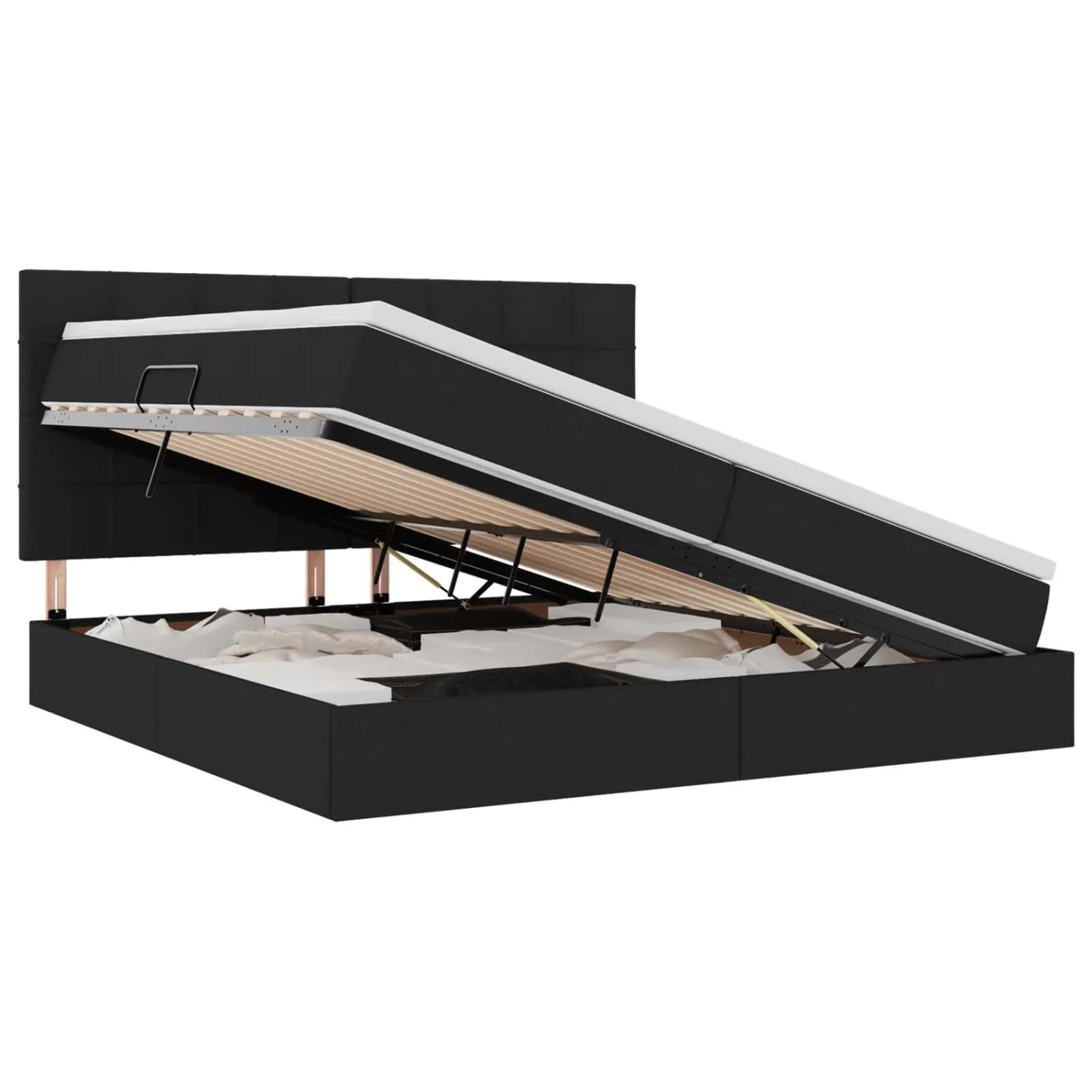 vidaXL Bett mit LED-Lichtleisten Schwarz 200 x 200 cm Stoff 3372440