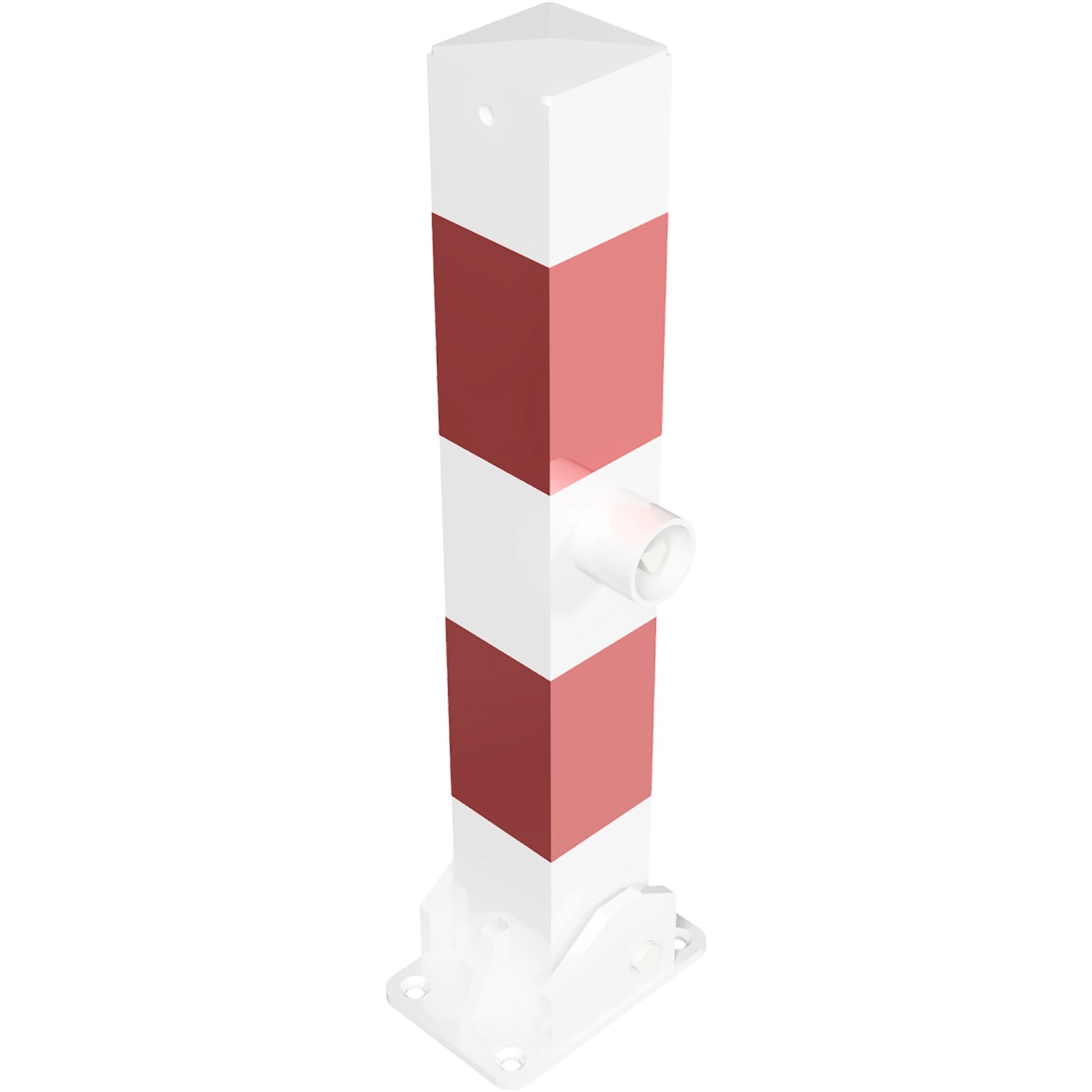 Schake Absperrpfosten Umlegbar Dreikant Ohne Öse 70 mm x 70 mm Weiß Rot