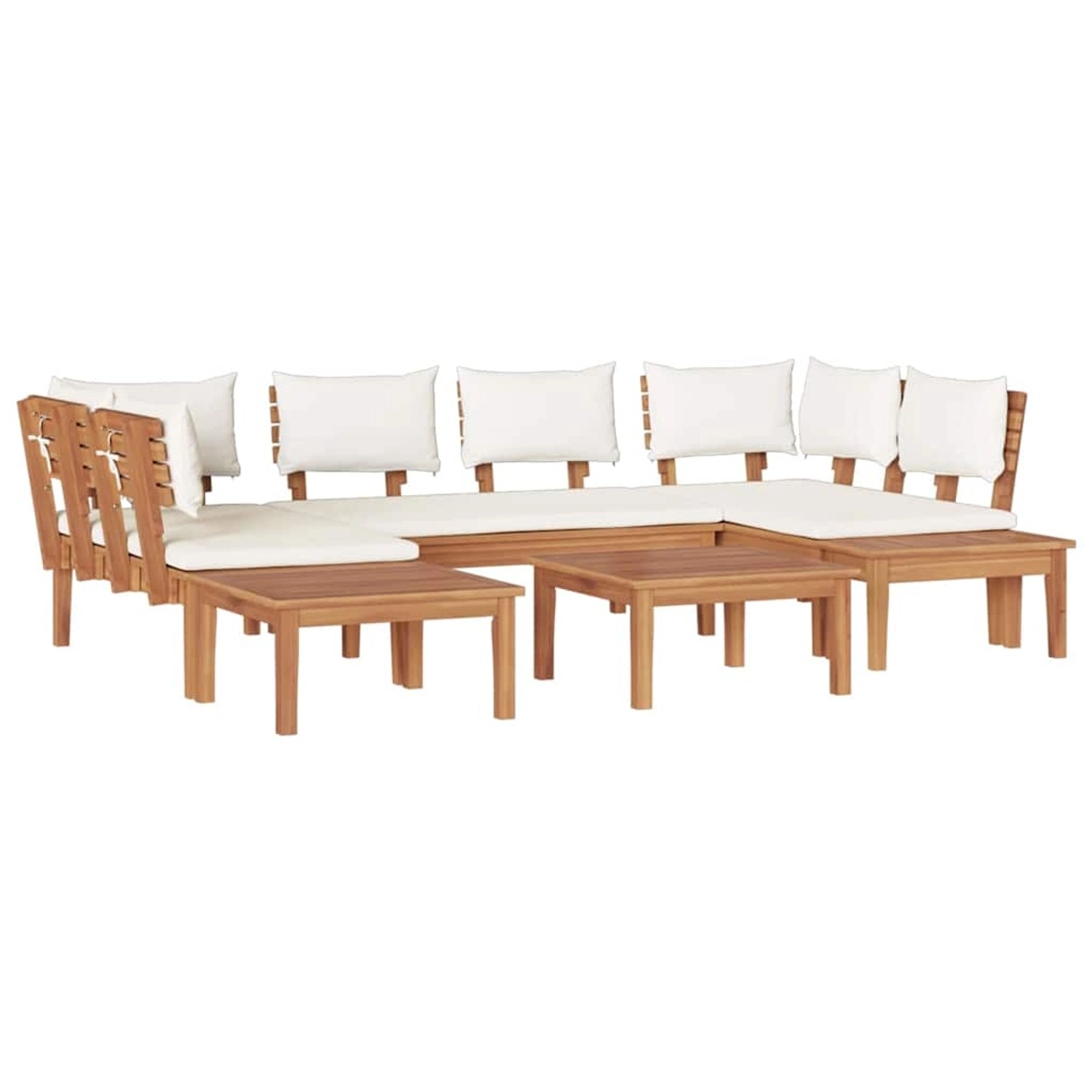 vidaXL Gartenbänke Set mit Kissen mit Speicher 4-Tlg Braun Creme 3356876