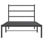 Schwarzes Metall Bettgestell 107x203 cm mit Kopfteil für Schlafzimmer.