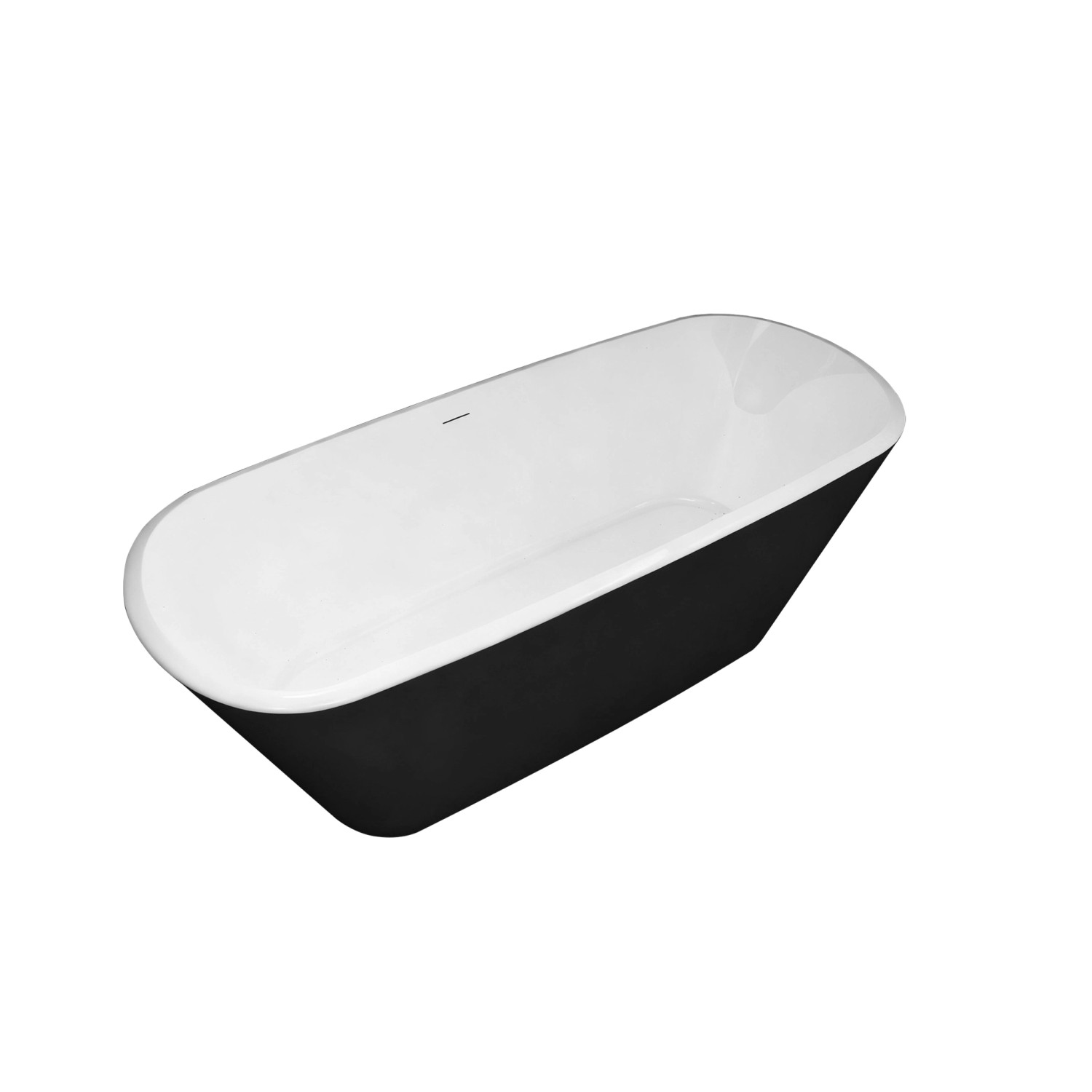 AICA Freistehende Badewanne 170x78cm Schwarz Matt Acrylwannen Badewannen Ko günstig online kaufen