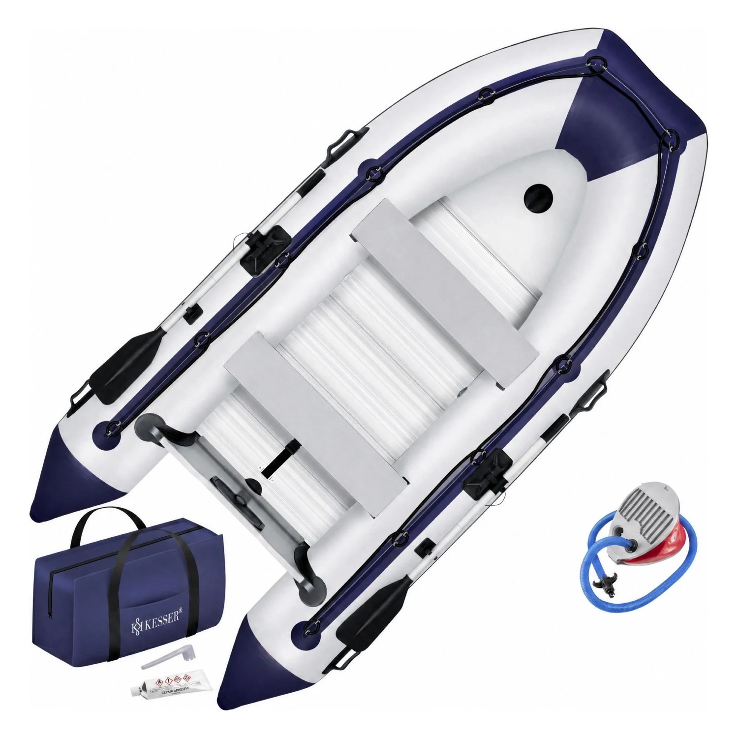 KESSER Schlauchboot WAVE für 2 Personen mit Sitzbank 230 cm Grau Blau
