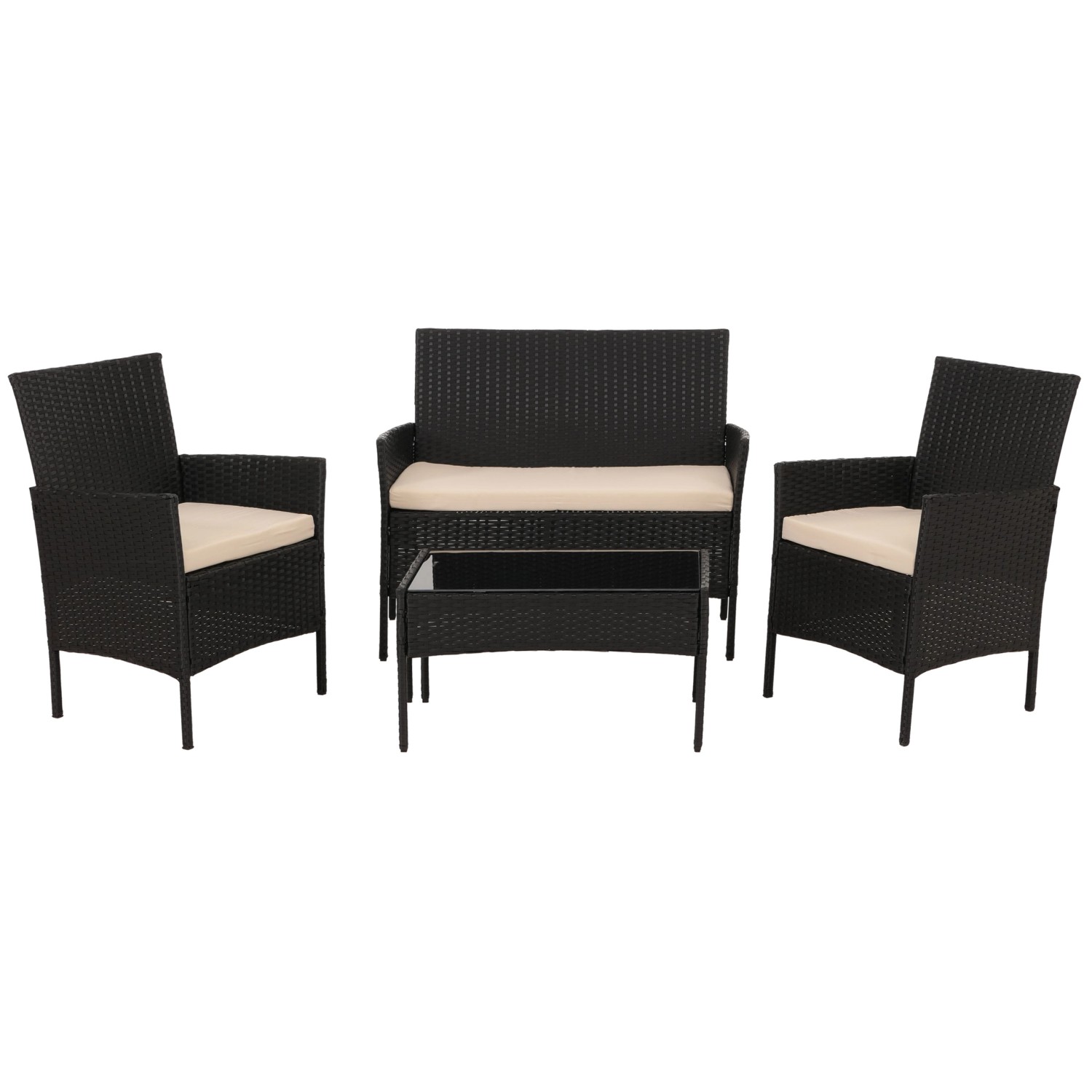 MCW Garten-Garnitur N98 4-teilig Anthrazit Kissen Creme günstig online kaufen