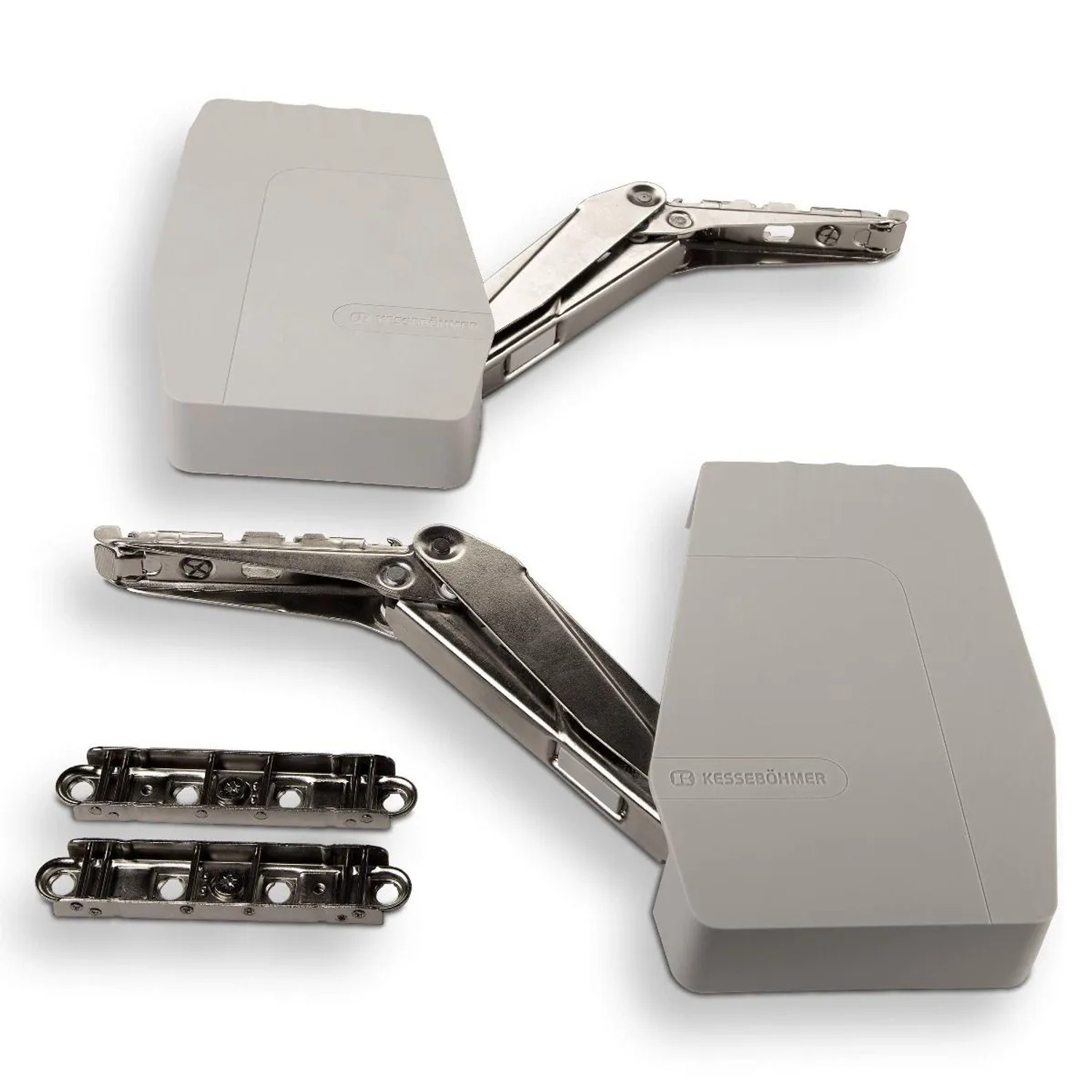 Kesseböhmer FREEflap Forte Klappenbeschlag Typ F Silbergrau für 400 Bis 600 mm Korpushöhe und 5,7 Bis 18,6 kg Klappengew...