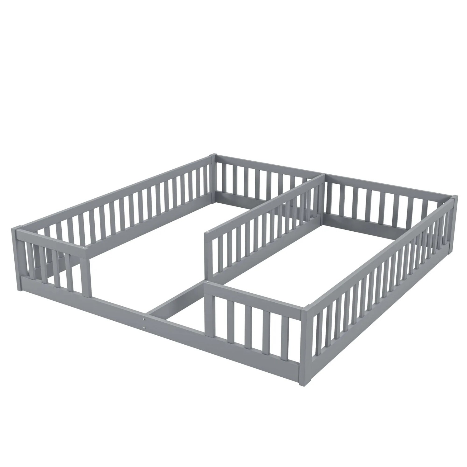 okwish Paneelbett 90x200cm mit Gitter Kinderzimmer Grau ohne Lattenrost ohne Matratze