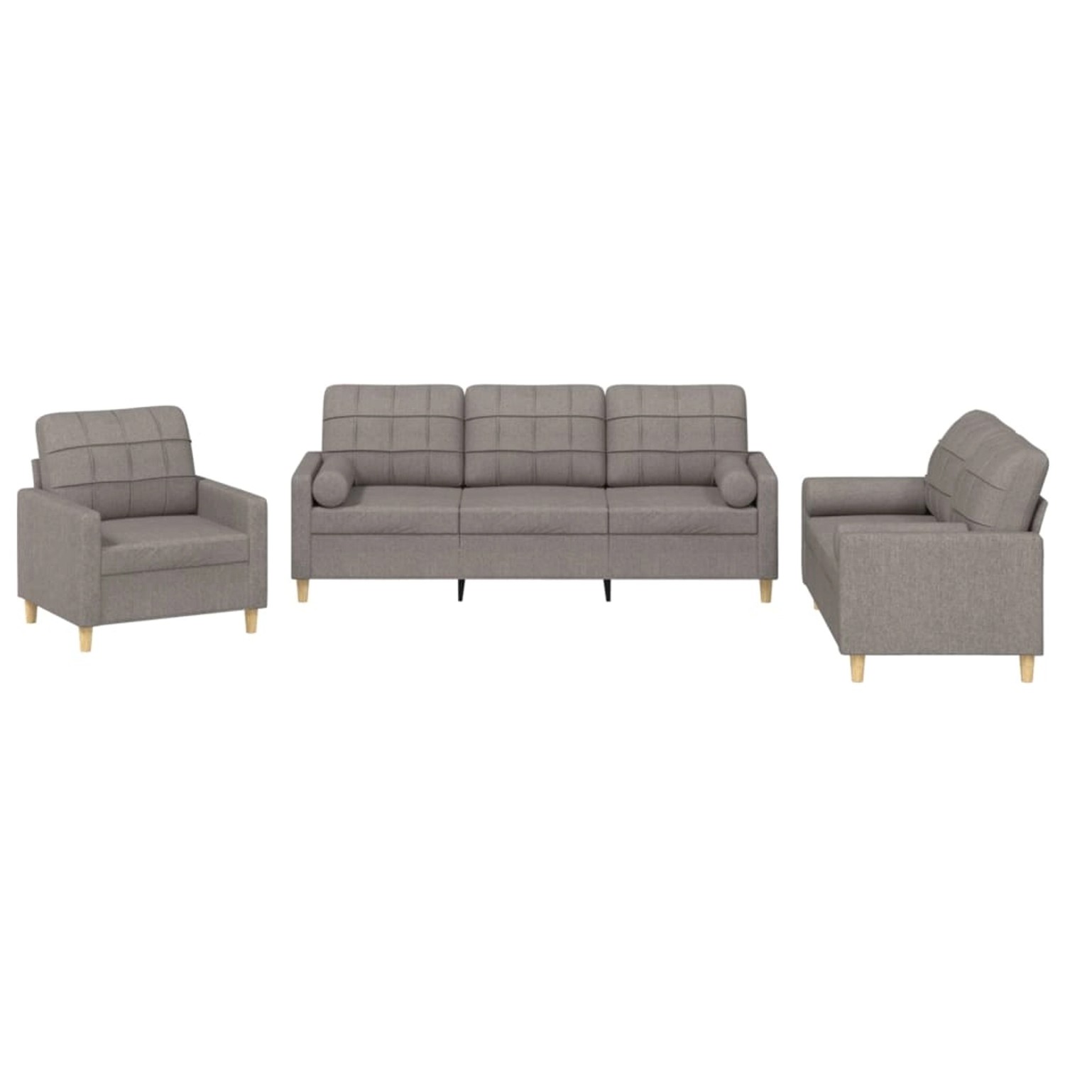 vidaXL 3-Tlg Sofagarnitur mit Kissen Taupe Stoff 3201265 günstig online kaufen