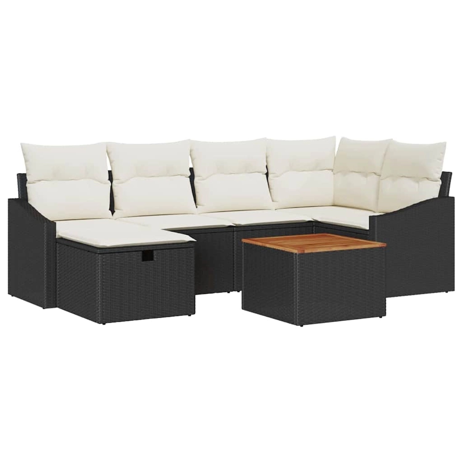 vidaXL Garten-Sofa-Set mit Kissen 7-Tlg Schwarz Poly Rattan 3359565 günstig online kaufen