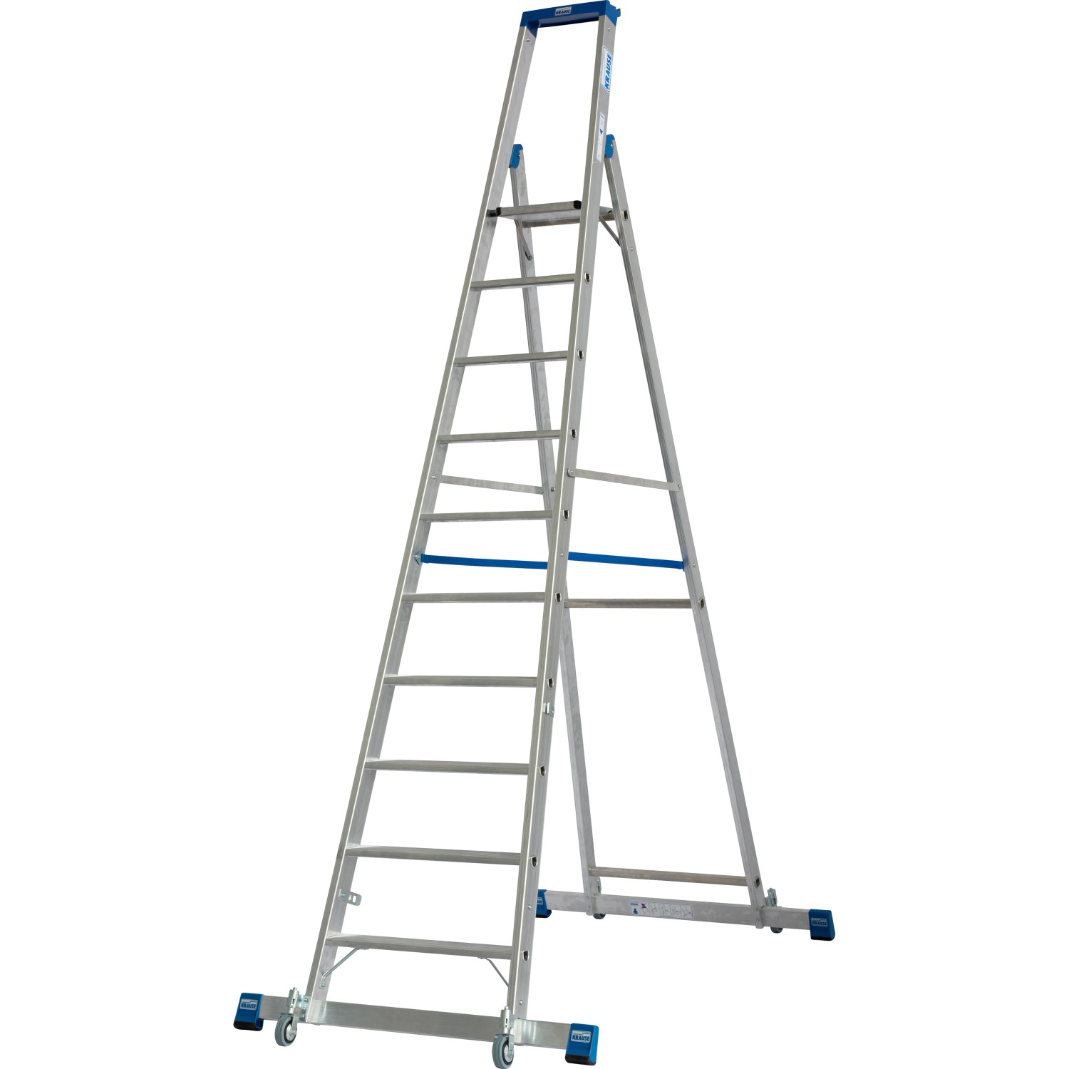 Krause Stehleiter Stabilo mit Traversen Fahrbar 10 Stufen 300 x 111 x 191 c günstig online kaufen