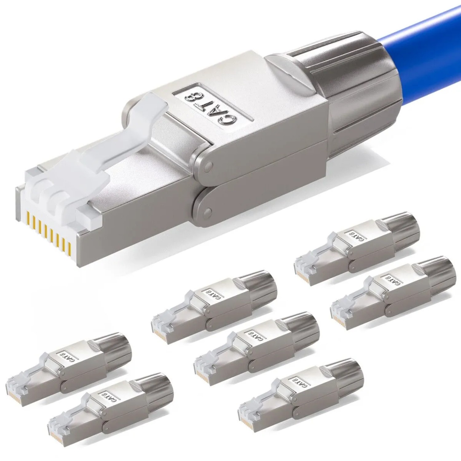 hb-digital 8x Netzwerkstecker CAT 8 RJ45 LSA STP Kontakte Vergoldet 50u