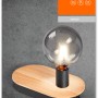 Ledvance Tischleuchte Decor Holz, braun-schwarz. LED-Lampe mit E27 Fassung auf Holzsockel.