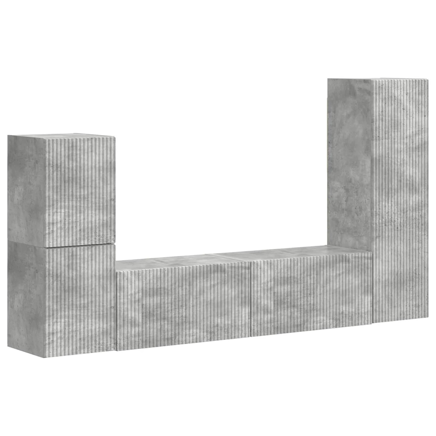 vidaXL TV-Schrankset Wandmontiert 4-Tlg Beton Grau Holzwerkstoff 3409027 günstig online kaufen