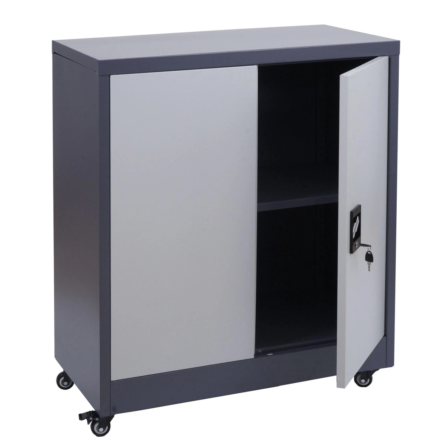 Mcw Aktenschrank O50 2 Türen Abschließbar Stahl 98x80x40cm Dunkelgrau Hellgrau