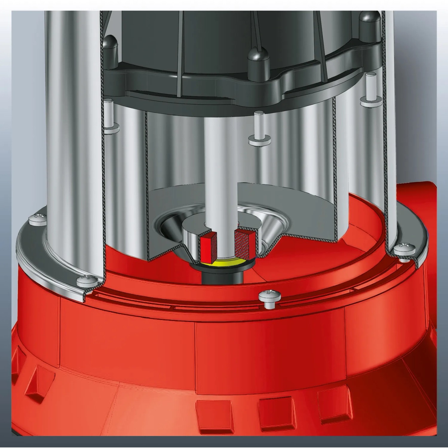 Detailaufnahme der Einhell GE-DP 3925 ECO Schmutzwasserpumpe, Schnittansicht.