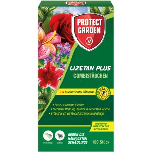Protect Garden Lizetan Plus Combistäbchen, 100 Stück, zur Schädlingsbekämpfung und Düngung von Pflanzen.