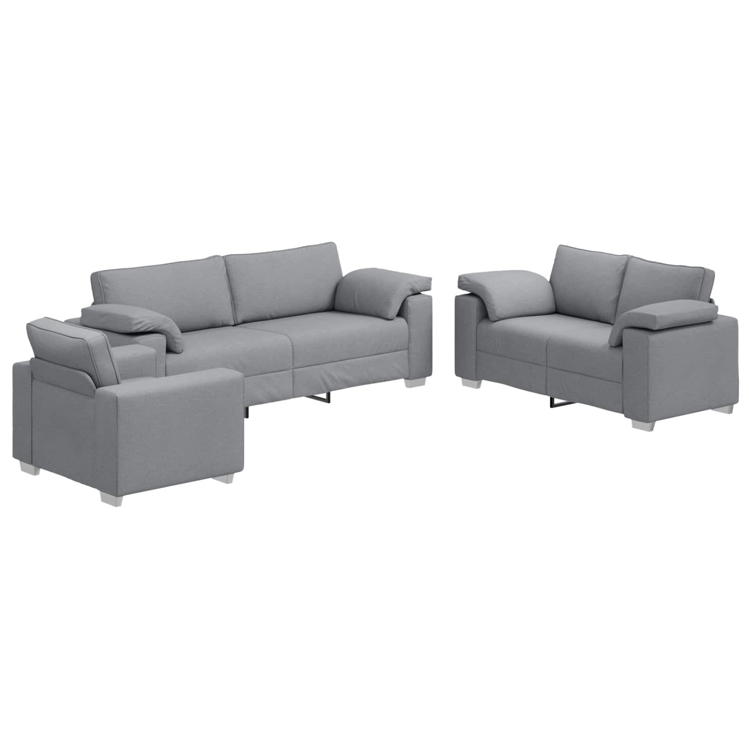 vidaXL Sofa-Set 3-Tlg Hellgrau Leinenmischgewebe 3324658 günstig online kaufen