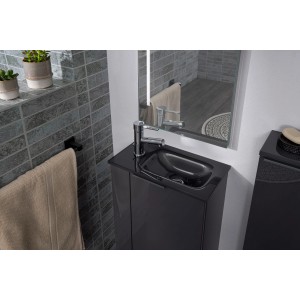 Fackelmann Glas-Waschbecken, 45 cm, Grau, für Gäste-WC. Elegantes Design mit Ablagefläche.