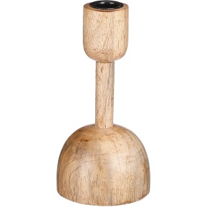 Mica Decorations Kerzenständer Tartan, braun, 17 cm, aus Mangoholz.