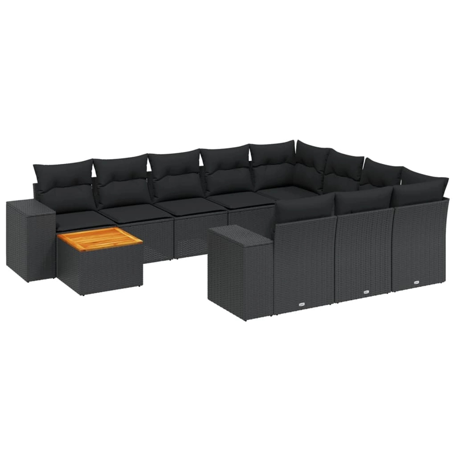 vidaXL 11-Tlg Garten-Sofagarnitur mit Kissen Schwarz Poly Rattan 3257959 günstig online kaufen