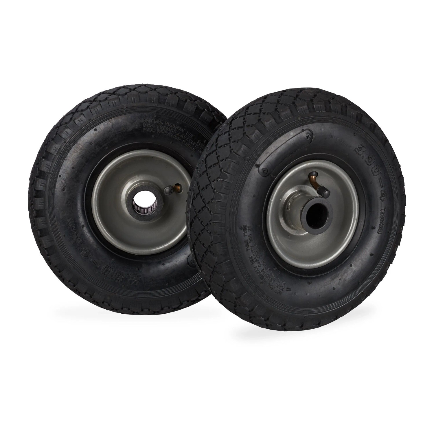 Relaxdays 2er Set Sackkarrenrad Gummi Stahl Schwarz Grau Luftbereift 26 cm x 8,5 cm 1 kg
