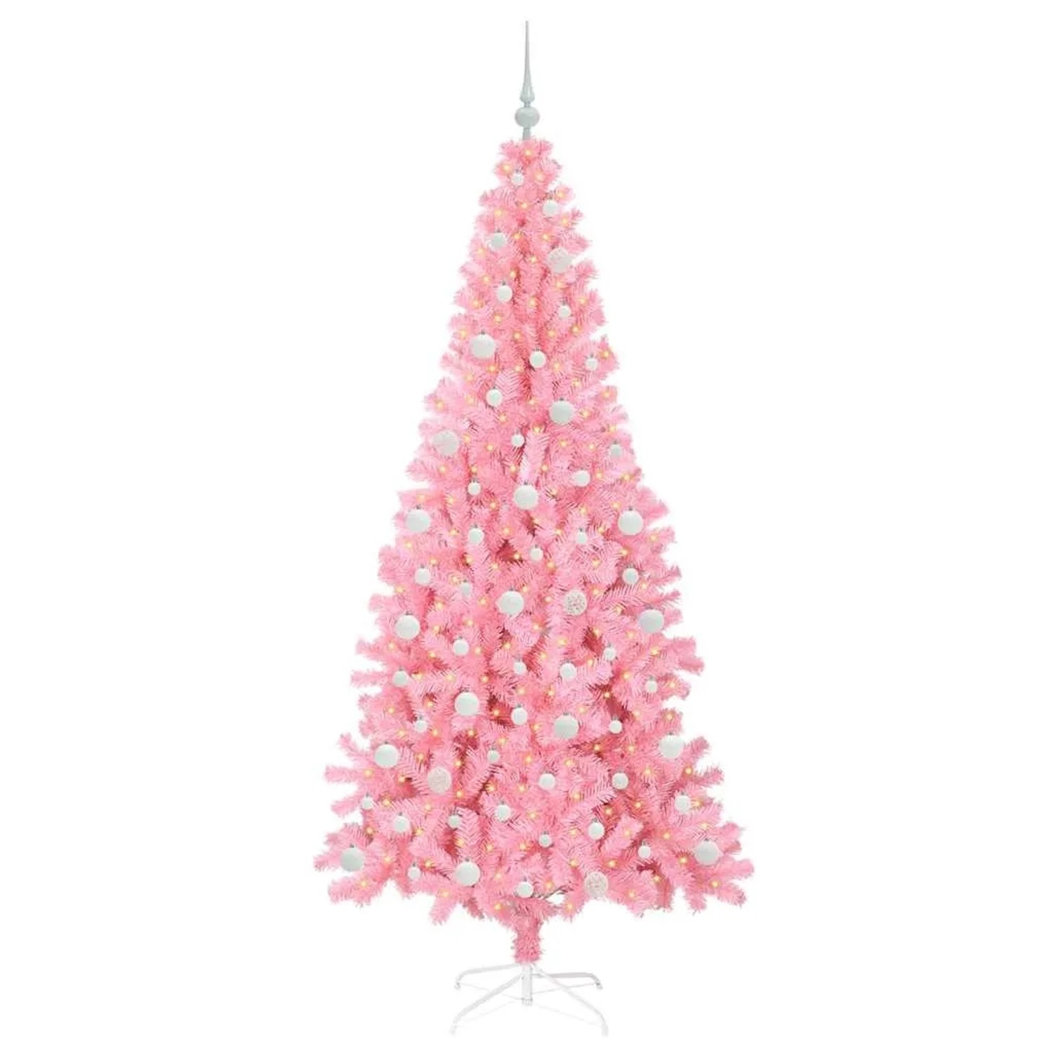 vidaXL Weihnachtsbaum mit 300 LEDs mit Ständer Rosa 210 cm PVC 3396441