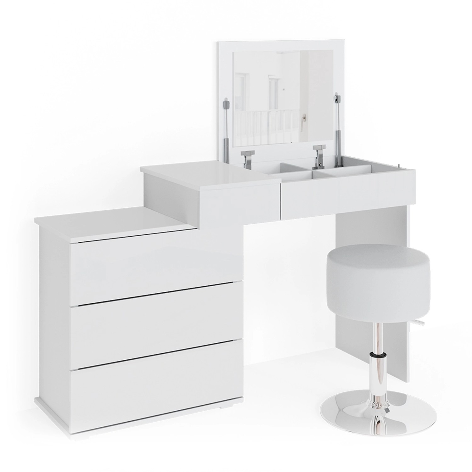 Vicco Schminktisch Lotos Weiß 117.4 cm mit Hocker günstig online kaufen