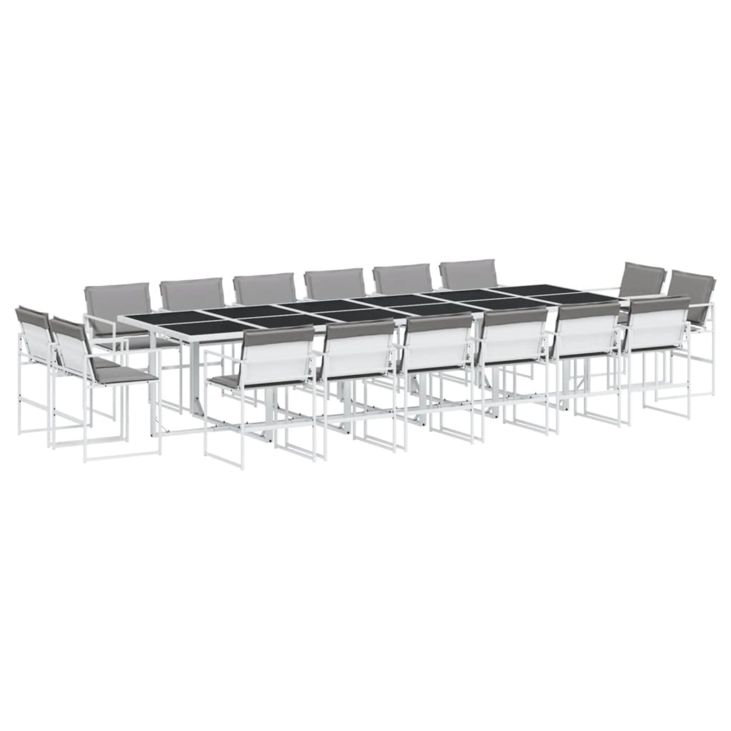 vidaXL 17-Tlg Garten-Essgruppe mit Kissen Weiß Textilene 3295097 günstig online kaufen