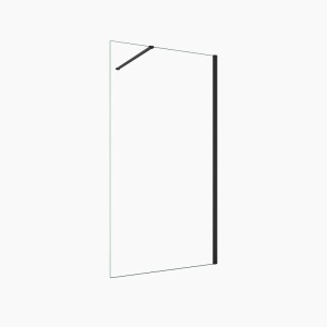 Duschparadies Walk In Duschwand 100cm x 200cm mit 140cm Stabilisierungsstange 8mm Nano Glas Duschtrennwand Schwarzrahmen